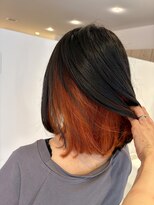 アズールサン 草加西口店(azule-sun)&nbsp;インナーカラー,オレンジ,ブリーチ,デザインカラー,ボブ【草加】