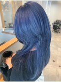 ネイビーブルー ウルフカット