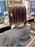 　切りっぱなしボブ☆ピンクハイライト　イメチェン