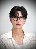 韓国マッシュカルマパーマコンマバングセンターパート黒髪ウルフ