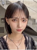 切りっぱなしボブナチュラルボブミディアム前髪縮毛矯正表参道