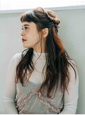黒髪ボブルフネビージュ小顔ワンレンスペインカール