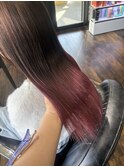 グラデーションカラー ブリーチ ダブルカラー カシスピンク