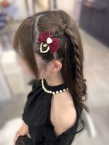 編み込み　ハーフツイン