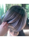 ホワイトシルバーバレイヤージュ＆フェイスフレーミング
