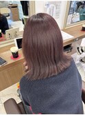 切りっぱなしボブピンクブラウン