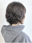=外ハネボブゆるふわパーマボブ大人ボブ顎ラインボブ30代40代