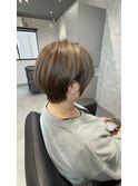 ショートボブ/ブリーチ無し大人ハイライト