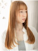 アプリコットオレンジ姫カットレイヤーロングY戸田公園20代30代