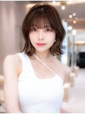 チョコグレージュ/20代30代大人かわいい/ミディアムレイヤー