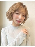 ハイトーンベージュ/ボブパーマ/艶カラー/ニュアンス小顔p大宮