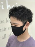 ツーブロックxソフトスパイラルxダークアッシュグレー