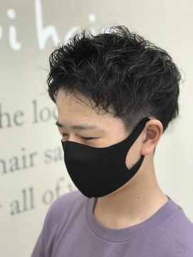 エピヘアー 上津役店 ツーブロックxソフトスパイラルxダークアッシュグレー