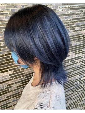 ヘアーアトリエ ラフェル(hair atelier Rafel) ナチュラウルフ　ミディアム　インディゴブルー