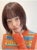 前髪あり　切りっぱなしボブ　外ハネボブ　レイヤーボブ　丸顔