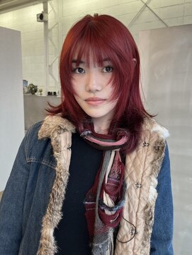 カシェ ホリエ(CACHE HORIE) レッドカラー / ブリーチなしカラー / レイヤーカット