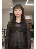 パーマロングパーマカーリーヘアカーリーワイドバング