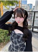 おくれ毛 ダークグレー ぱっつん アイドル前髪 ハッシュカット