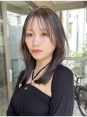 原宿ハッシュカットミディアムバタフライカットミントベージュ