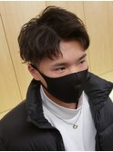 ナチュラルソフトツイストパーマアップバングショート刈り上げ