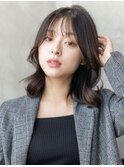 大人かわいい前髪セシルカットココアブラウンフリンジウェーブ