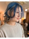 Hair by ryu 【　ショートウルフ　ブルー×ホワイト】