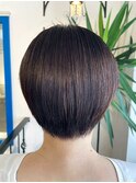 丸みショート 顔周りカット アッシュブラウン 艶髪 縮毛矯正