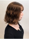 ボブパーマ ブラウンベージュ 前髪カット トリートメント 20代