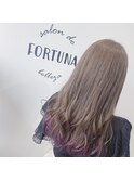小鳥ベージュバイオレット裾カラー