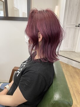 アンダーバーホワイトモデ 河内長野(_WHITE mode) ◎ワンブリーチピンクカラーレイヤースタイルレイヤーカット