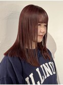 赤髪/チェリーレッド/暖色カラー/春カラー/ストレート/髪質改善