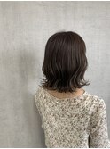 切りっぱなし×グレージュ　マロンベージュ　韓国風巻き