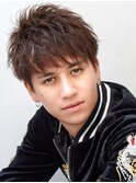 フェザーパーマ/ブルーブラック/刈り上げセンターパート[新宿]