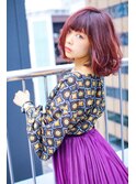 前下がりミディアムボブ×オータムレッド