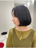 丸みボブ×インナーオレンジ