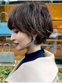 パーマ似合わせカットアースカラーのショートボブ