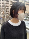 ミニボブにパープルインナーカラー