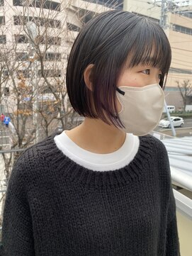 ツイギー 宮西店(TWiGGY) ミニボブにパープルインナーカラー