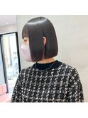 シアカラー×セミディ×ダークアッシュ×姫カット