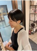 大人可愛い20代30代40代黒髪前下がりショートボブ丸みショート◎
