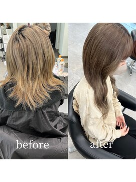 ガルボヘアー 桟橋店(garbo hair) グレージュ　プルシールエクステ　80本　イメチェン