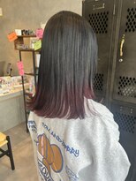 アチーブリス(achieve Liss)&nbsp;ピンク裾カラー×暗髪ダークグレージュストレートロブ20代30代