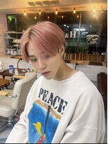 ヘアー アレス(hair ales)&nbsp;センターパート/ピンクベージュ/メンズカット/韓国ヘア