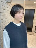 白髪ぼかし/ひし形/癖毛/大人ショートボブ/60代50代40代