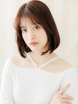 カバーヘア イヴ 戸頭店(COVER HAIR EVE)&nbsp;ナチュラルブラウン艶感ストレートワンカールボブZ戸頭30代40代