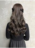 結婚式ヘアセットパーティーヘアセットハーフツインリボン渋谷