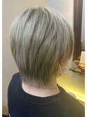 フェザーパーマ×アッシュベージュ［ヘッドスパ/白髪ぼかし]