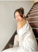 ブラウン×アップスタイル