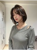 大人可愛い20代30代40代小顔ウルフレイヤーボブ丸み韓国ロング