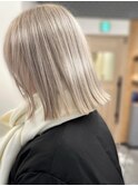 20代30代40代大人可愛い髪質改善カラー肩フリンジボブハイトーン